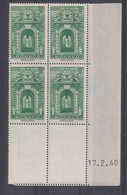 MONACO N° 171 - Bloc De 4 COIN DATE - NEUF SANS CHARNIERE - 17/2/40 - Unused Stamps