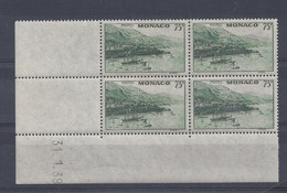 MONACO N° 176 - Bloc De 4 COIN DATE - NEUF SANS CHARNIERE - 31/1/39 - Unused Stamps