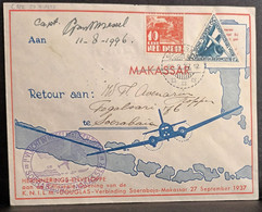 Dutch Indies 1937 First Flight Soerabaja To Makassar And Return, Ensorsed By Mossel 1996 2207.0120 - Indie Olandesi