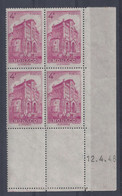 MONACO N° 278 - Bloc De 4 COIN DATE - NEUF SANS CHARNIERE - 12/4/46 - Unused Stamps