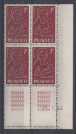 MONACO N° 401 - Bloc De 4 COIN DATE - NEUF SANS CHARNIERE - 25/1/54 - Nuevos