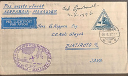 Dutch Indies 1937 Djatiroto. 26.9.37, First Flight Soerabaja To Makassar And Return, Ensorsed By Mossel 1996 2207.0121 - Indie Olandesi