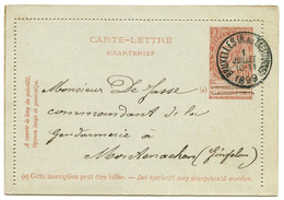 BELGIQUE -  ENTIER CARTE LETTRE 10C BRUN FINE BARBE SIMPLE CERCLE BRUXELLES (R. DU TACITURNE), 1899 - Postbladen