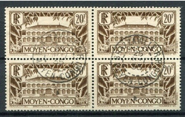 !!! CONGO : BLOC DE 4 DU N° 134 CACHETS DE BRAZZAVILLE - Used Stamps