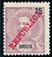 Mozambique / Zambezia - 1911 - D. Carlos I - 75 R / República - MNG - Sambesi (Zambezi)