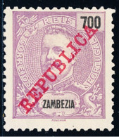 Mozambique / Zambezia - 1911 - D. Carlos I - 700 R / República - MNG - Zambeze