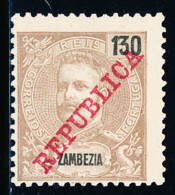 Mozambique / Zambezia - 1911 - D. Carlos I - 130 R / República - MNG - Sambesi (Zambezi)