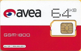 Turkey - Avea - Red White Design 64Kb GSM SIM2 Mini (Type 2), Mint - Türkei