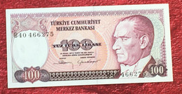 Billet Bank Turquie-Türkiye Cumhuriyet  1970 -☛Merkez Bankasi Bes Turk Lirasi--100--- - Turquie