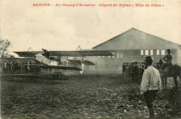 Beaune * Au Champ D'aviation * Départ Du Biplan Ville De Dijon * Avion Aviation Hangar Aérodrome - Beaune