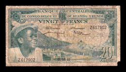 Congo Belga Belgium 20 Francs 1957 Pick 31 BC- G - Bank Van Belgisch Kongo