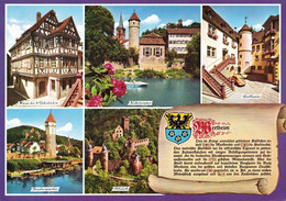 1 AK Germany / B-W * Chronikkarte Von Wertheim, Wappen, Schloß, Haus Der 4 Gekrönten, Rathaus, Kittsteintor Tauberpartie - Wertheim