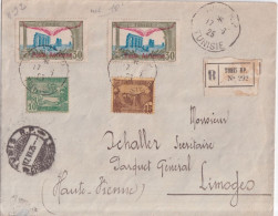 TUNISIE - 1925 -POSTE AERIENNE - ENVELOPPE RECOMMANDEE De TUNIS => LIMOGES - Cartas & Documentos