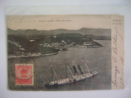 SANTIAGO DE CUBA -SPANISH CRUCERO "REINA MERCEDES"SHIPPED TO BRAZIL IN 1908(?) IN THE STATE - Cuba