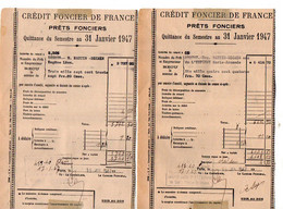 VP20.001 - PARIS 1946 /47 /48 - 4 Quittances Du Crédit Foncier De France - Mr GUERINEAU / Me HILLERITEAU Notaire à LUCON - Banque & Assurance