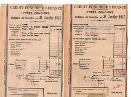 VP20.001 - PARIS 1946 /47 /48 - 4 Quittances Du Crédit Foncier De France - Mr GUERINEAU / Me HILLERITEAU Notaire à LUCON - Bank & Versicherung