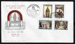 Türkiye 1962 Shrine Of The Virgin Mary, Panaya Kapulu, House Of Virgin Mary At Ephesus Mi 1846-1849 FDC - Covers & Documents