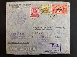 LETTRE Par Avion Via CALIFORNIA CLIPPER Pour HONG KONG CHINE TP 2 + 20 + 30 Surch. COMMONWEALTH OBL. +SEP 20 1940 MANILA - Filippine