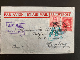 LETTRE Pour HONG KONG CHINE TP 50c + TP 2 Surch. COMMONWEALTH OBL. JUL 30? 1940 MANILA + CENSURE + ETIQUETTE M VERLINDEN - Philippinen