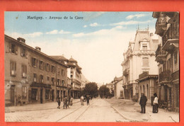 ZFE-18 RARE Martigny Avenue De La Gare  TRES ANIME. Cachets Martigny-Ville Et Giubiasco 1919. Chapallaz Seal 50442 - VS Valais