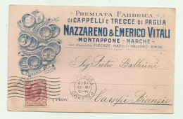 MONTAPPONE - FABBRICA DI CAPPELLI E TRECCE DI PAGLIA 1916 - VIAGGIATA FP - Fermo