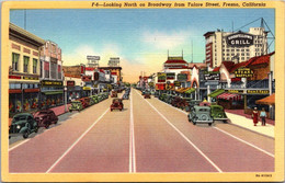 California Fresno Looking North On Broadway From Tulare Street Curteich - Fresno