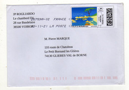 Enveloppe FRANCE Avec Vignette D' Affranchissement Lettre Prioritaire Oblitération LA POSTE 25759A-02 03/11/2021 - 2010-... Vignette Illustrate