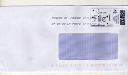 Enveloppe FRANCE Avec Vignette D' Affranchissement Lettre Prioritaire Oblitération LA POSTE 38909A-02 27/08/2020 - 2010-... Illustrated Franking Labels