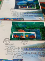 Hong Kong Wwf FDC Hoi Ha Marine Life Centre In GPO Chops Two Covers - FDC