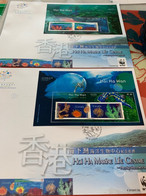 Hong Kong Wwf FDC Hoi Ha Marine Life Centre In Special Chops Two Covers - FDC