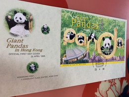 Hong Kong Stamp Pandas FDC Special Chop - FDC