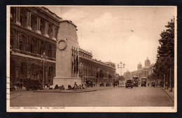 (RECTO / VERSO) LONDON 1933 - WHITEHALL AND THE CENOTAPH WITH OLD CARS - VIEILLES VOITURES - BEAU TIMBRE - CPA - Whitehall