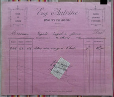 55 MONTFAUCON Eugene Antoine BROCARD Vins Sons Grains Farines Timbre Fiscal - 1900 – 1949