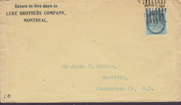 Canada LIKE BROTHERS COMPANY, Line Cds. MONTREAL 1899 Cover Lettre PUGWASH JUNCTION & HARTFORD (Arr.) Victoria Stamp - Briefe U. Dokumente