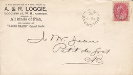 Canada A. & R. LOGGIE Fish Dealers MULGRAVE (N.S.) 1902 Cover Lettre 2x Arrival Cancels On Backside Victoria Stamp - Lettres & Documents