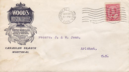 Canada THOMAS WOOD & Co. 'WOOD's BOSTON COFFEES' Cachet MONTREAL 1905 Cover Lettre ARICHAT (Arr.) Edward Stamp - Cartas & Documentos