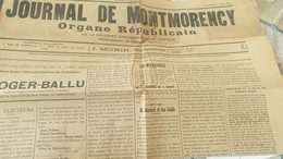 JOURNAL DE MONTMORENCY/CIRCONSCRIPTION PONTOISE/ELECTION ROGER BALLU /JUIF FRANC MACON ANTISEMITISME - Otros