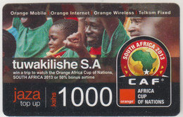 KENYA - Tuwakilishe S.A - CAF 2013 Orange Jaza - Refill, Expire Date 07/01/2015, 1000 Kshs, Used - Kenia