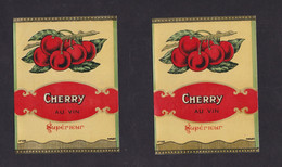 2 Ancienne étiquette  Alcool  Alcool Cherry Au Vin - Alcools & Spiritueux