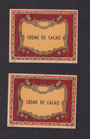 2 Ancienne étiquette  Alcool  Alcool Crème De Cacao - Alcools & Spiritueux