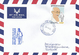 Burundi 2021 Bujumbura Mahatma Gandhi 2050f Walking Stick Special Handstamp Cover - Mahatma Gandhi