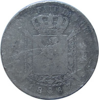 LaZooRo: Belgium 1 Franc 1867 VF - Silver - 1 Franc