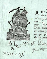 1806 SUPERBE VIGNETTE SUR CONNAISSEMENT BILL OF LADING  Romagnac Marseille Pour Bousquet Agde Caisses Savon - 1800 – 1899