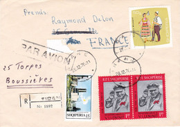Rare Airmail REGISTERED Cover From Tirana Albania To France 28/12/1970 With Rare 15 Q Industry Stamp (Yvert 1294 B) - Albania