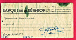 Ile De La REUNION -Banque De La Réunion  - Ancien Chèque   (Cheque BR) - Riunione