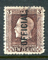 New Zealand 1915-34 Officials - KGV Recess - P.14 X 13½ - 3d Chocolate Used (SG O100) - Officials