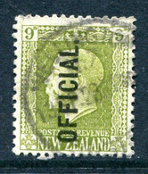 New Zealand 1915-34 Officials - KGV Recess - P.14 X 13½ - 9d Sage-green Used (SG O104) - Oficiales