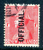 New Zealand 1927-33 Officials - KGV Field Marshall - P.14 - 1d Rose-carmine Used (SG O111) - Service