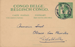 1938  CONGO BELGE  CARTE POSTALE - VOORGEDRUKTE ZEGEL 1F          2 SCANS - Lettres & Documents