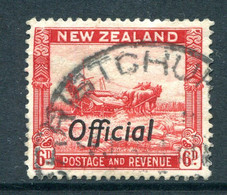 New Zealand 1936-61 Officials - Pictorials - Multiple Wmk. - P.13½ X 14 - 6d Harvesting Used (SG O127) - Dienstzegels